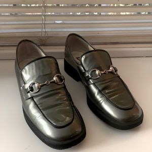 Bettey Muller Gunmetal patent leather loafers Size 6.